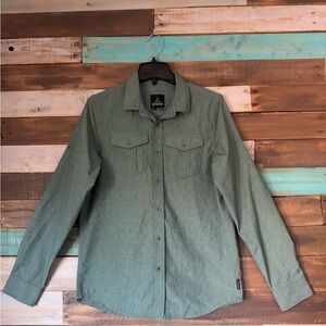Prana Sage Green Utility Roll-Tab Button Down | Born From The Experience